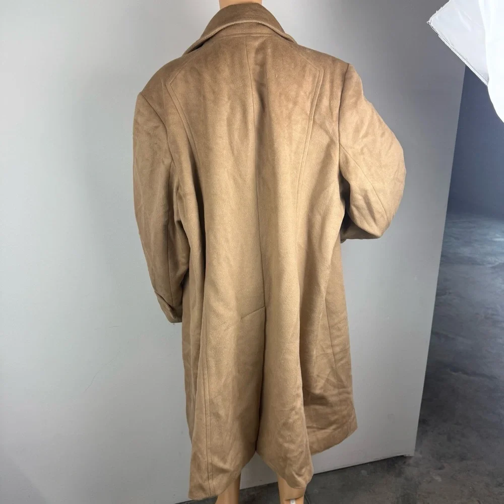 Talbots Trench Coat Long Button Front Wool/angora Blend Tan Beige Women's US 24